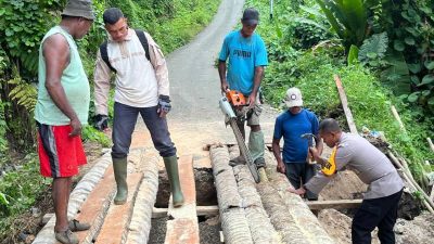 Respons Cepat Polisi, Jembatan Darurat Dibangun di Jalan Lintas Ibu Utara–Loloda